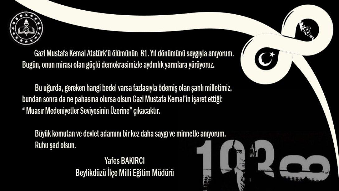10 Kasım Atatürk'ü Anma Mesajı